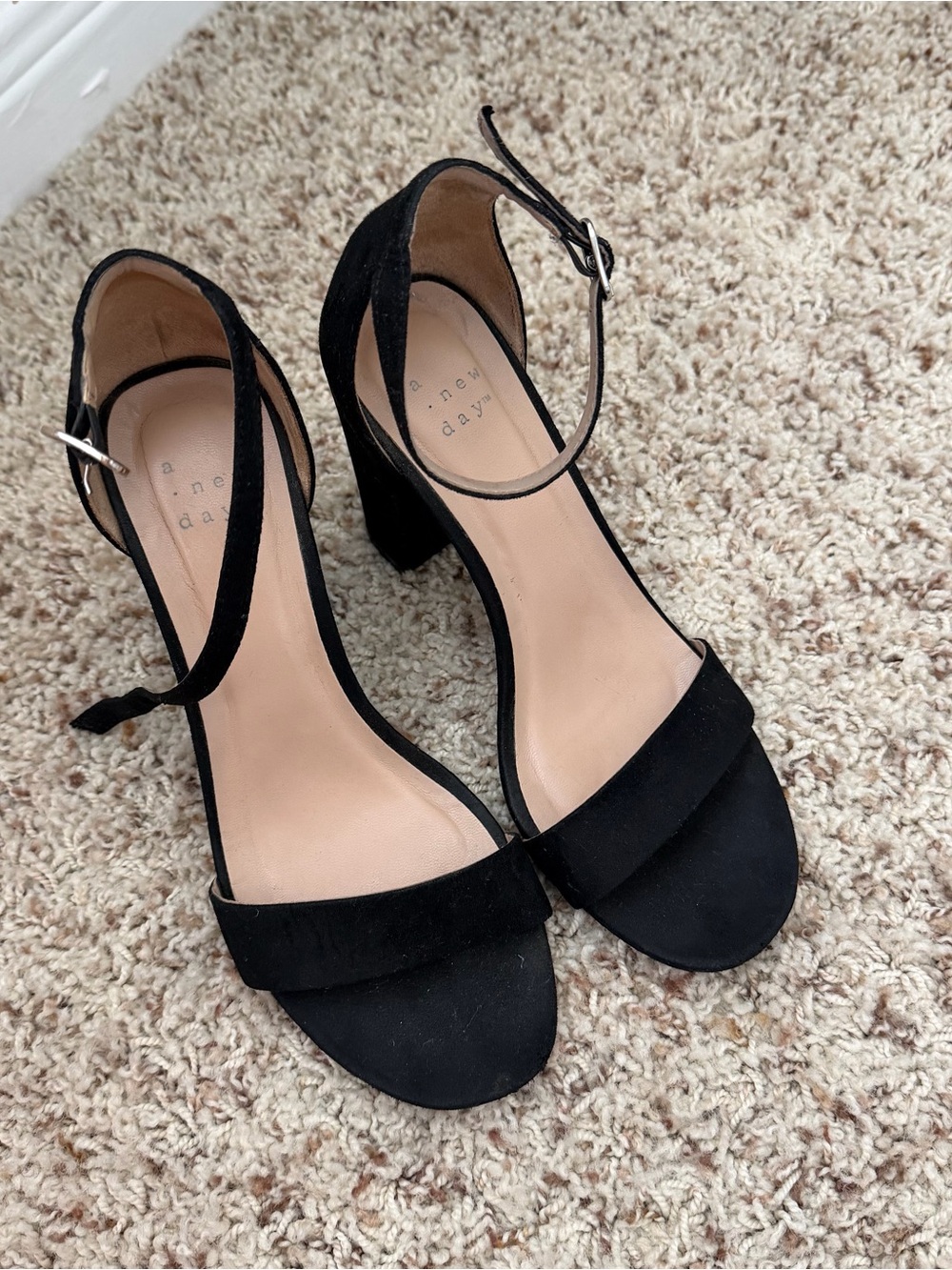 Target Black Suede Ankle Strap Block Heel Sandals